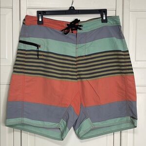 Patagonia Men’s Wavefarer 19" Shorts Size 33 Multicolored Stripe Surfers Beach